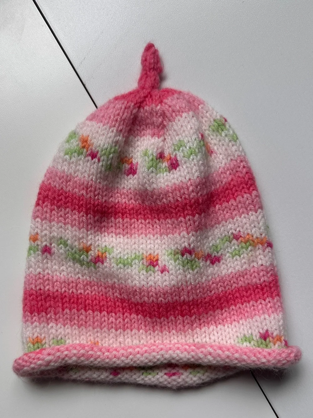 Pink Knitted Baby Beanie Cap Hat